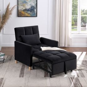 [Video] Convertible Sleeper Sofa Chair Bed, Adjustable Chair with Pillow, Multi-Functional Sleeper Chair with soft velvet Fabric for Living Room, Dorm