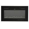 30 inches Fireplace Black Sheet Metal Glass Embedded/Wall-Mounted/Temperature-Adjustable/Timer/With Display/With Fake Firewood/With Crystal Stone/With