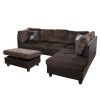 Brown Lint And PVC 3-Piece Couch Living Room Sofa Set B