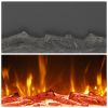30 inches Fireplace Black Sheet Metal Glass Embedded/Wall-Mounted/Temperature-Adjustable/Timer/With Display/With Fake Firewood/With Crystal Stone/With