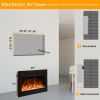 30 inches Fireplace Black Sheet Metal Glass Embedded/Wall-Mounted/Temperature-Adjustable/Timer/With Display/With Fake Firewood/With Crystal Stone/With