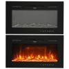 30 inches Fireplace Black Sheet Metal Glass Embedded/Wall-Mounted/Temperature-Adjustable/Timer/With Display/With Fake Firewood/With Crystal Stone/With