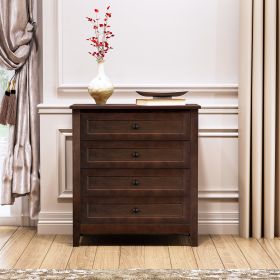Solid Wood spray-painted drawer dresser bar,buffet tableware cabinet lockers buffet server console table lockers, retro round handle, applicable to th (Color: Auburn)